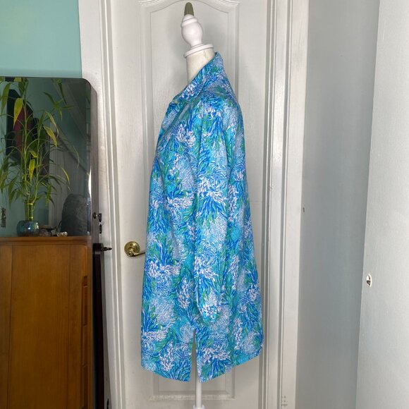 Lilly Pulitzer Blue & Green Women's Long Sleeve Button Down Tunic, Size S #352 - Picture 6 of 10
